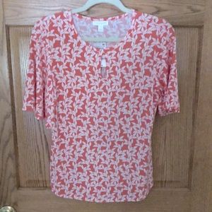 Coral keyhole blouse